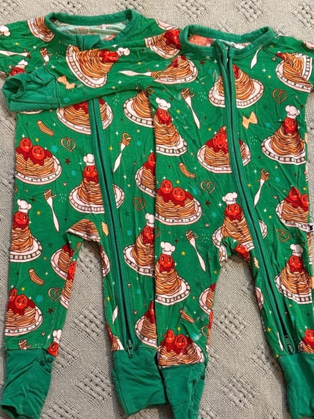 One available: Green Stack Pancake Baby Zipper Footie Pajamas